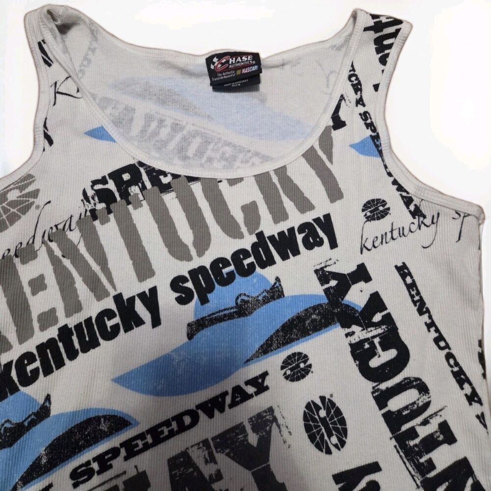 1990s Chase Authentics NASCAR Kentucky Speedway All Over Tank Top Mens M White